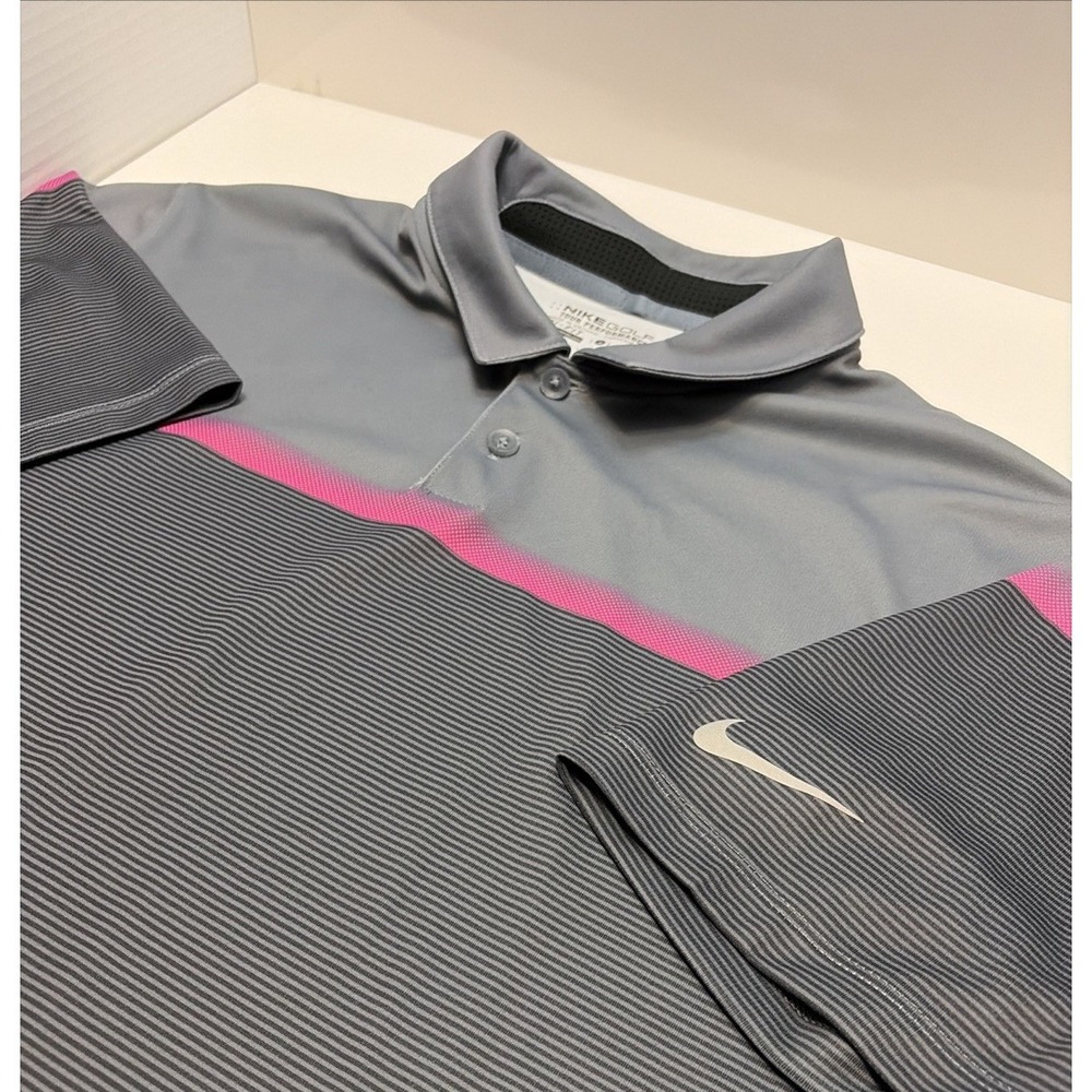 Nike Men's Small Golf Polo Shirt Gray Purple Dri-Fit *Read